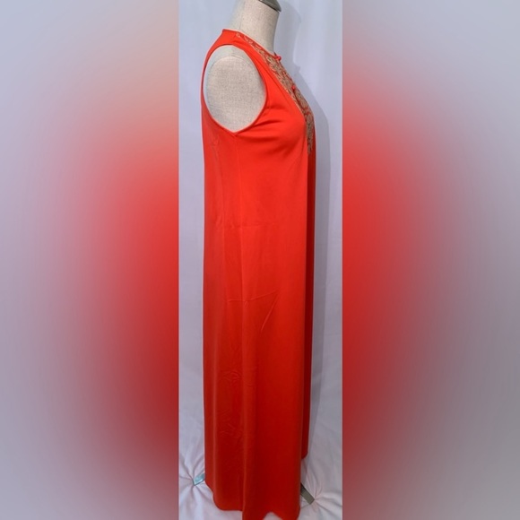 Vintage gossard Artemis maxi nightgown orange retro 70’s embroidered nightie S - Picture 3 of 9
